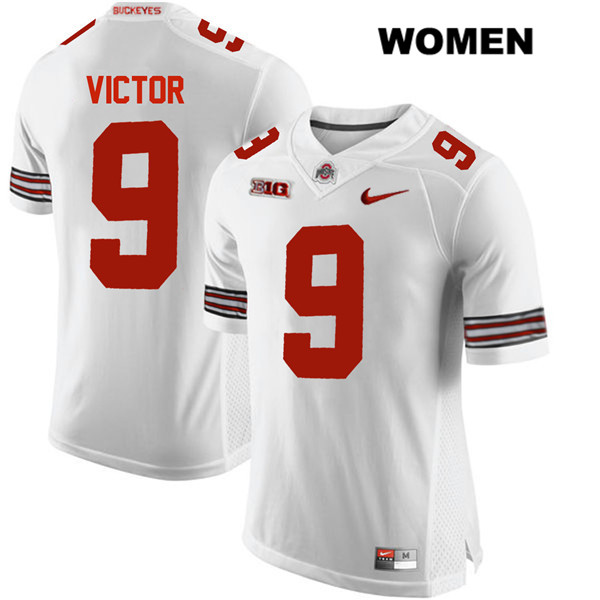 Ohio State Buckeyes Women's Binjimen Victor #9 White Authentic Nike College NCAA Stitched Football Jersey NY19A63RM